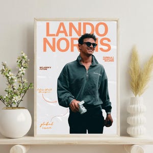 Lando Norris McLaren F1 Digital Print Poster | Orange Aesthetic Wall Art | Formula One Racing Decor, formula one, lando poster, norris