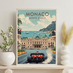 Monaco Circuit F1 Digital Print – Ferrari & Formula One Wall Art, Red Charles Leclerc Poster, Ferrari Wall art, Oil Painting, Elegant Car