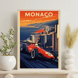 Monaco Circuit F1 Digital Print – Ferrari & Formula One Wall Art (Red Theme), Charles Leclerc Poster, Ferrari Wall art, Monaco gp, f1, A4