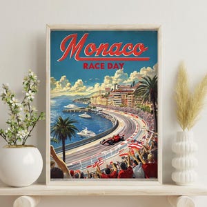 Monaco Circuit F1 Digital Print – Ferrari & Formula One Wall Art (Red Theme), Charles Leclerc Poster, Ferrari Wall art, Monaco gp, f1, A4