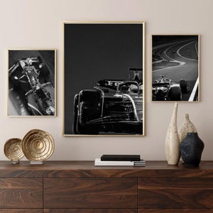 F1 Poster set of 3, Charles Leclerc Black and White wall art, Ferrari print, Formula One printable poster, Unique print set, high quality