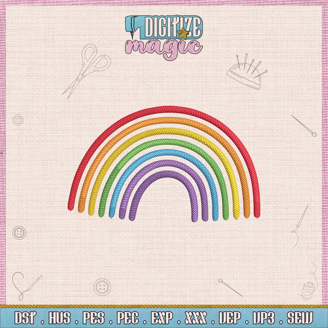 Colorful Rainbow Machine Embroidery Design, Sky Embroidery, Summer ...
