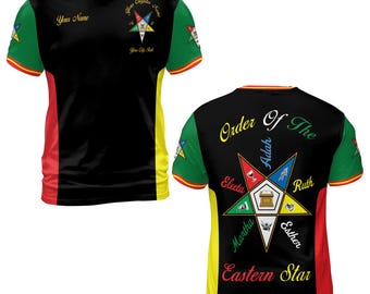Camiseta unisex con diseño de la Orden de la Estrella del Este, con diseño del Pentágono y bloques de color de las Hermanas OES, tallas S-5XL