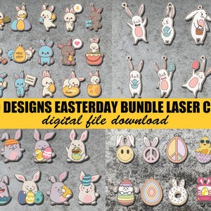 Méga lot de 40 conception Pâques découpé au laser, décorations découpées au laser de Pâques, joyeuses Pâques découpé au laser SVG, boucles d'oreilles le jour de Pâques, ornement le jour de Pâques Svg