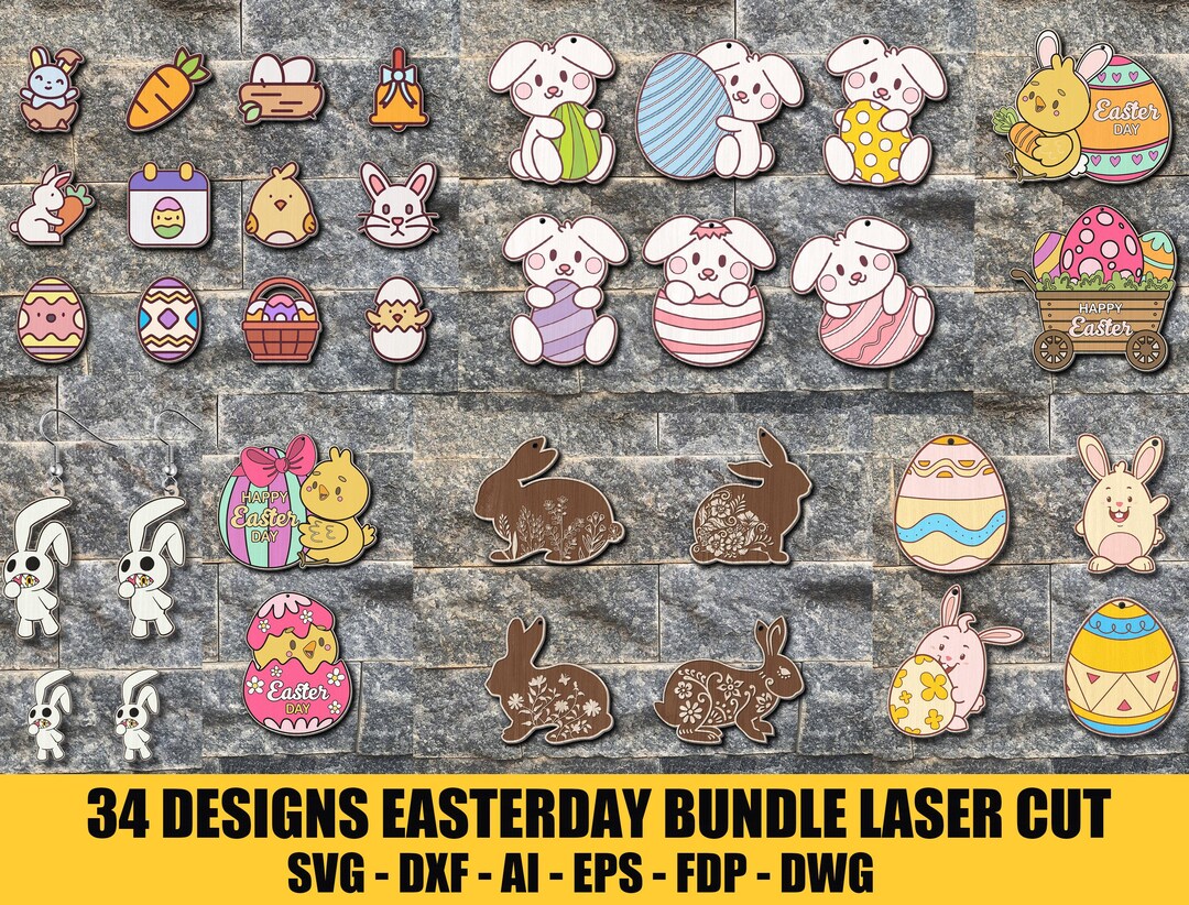 34 Designs Easter Laser Cut Mega Bundle, Easter Laser Cut Deisgns ...