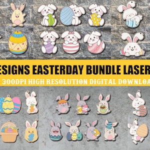 31 Mega Bundle de Pâques découpés au laser, décorations de Pâques découpées au laser, Joyeuses Pâques découpées au laser SVG, boucles d'oreilles le jour de Pâques, ornement le jour de Pâques Svg