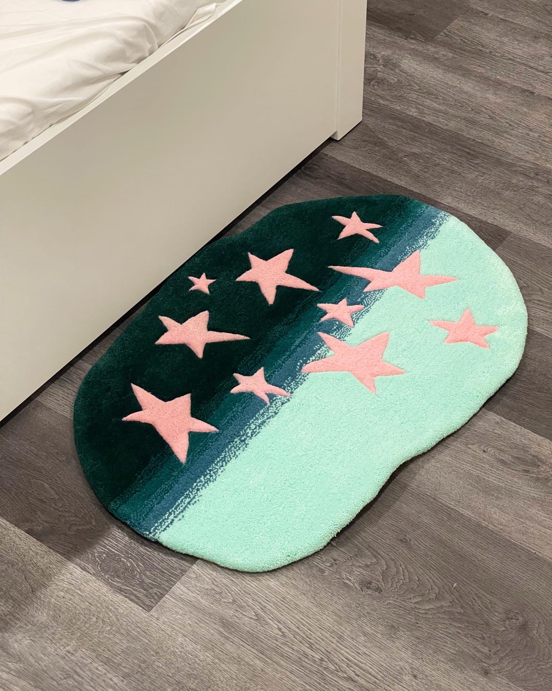Handmade Rug Cute One of a Kind | Cute Pink Stars Hand Tufted Rug | Original Design ...