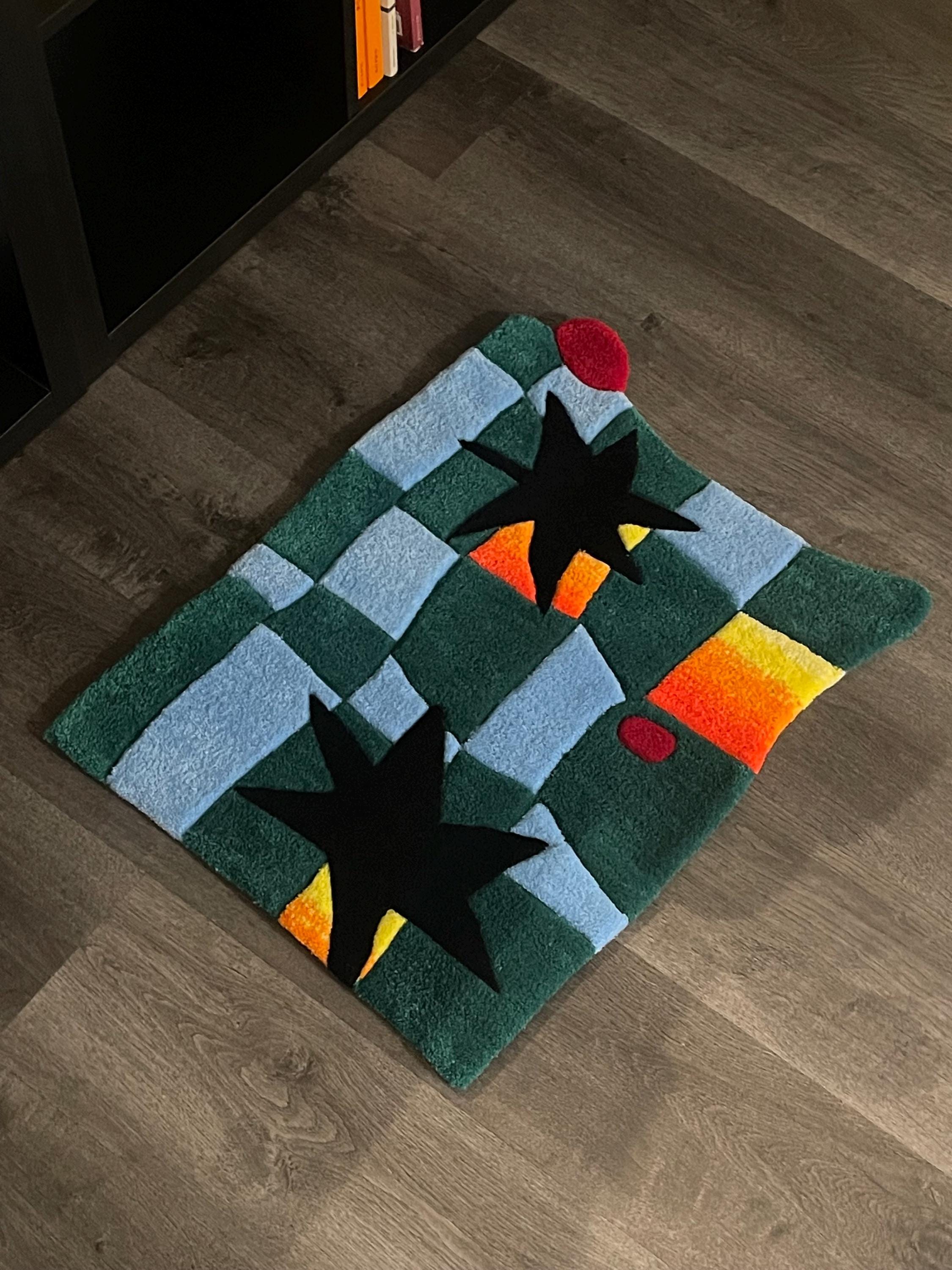 Fun Hand Made Rug Designs Cute Hand Tufted Rug | Artist Original Design | Colorful Soft Unique ...