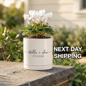 Personalized Flower Pot • Custom Wedding Gift • Ceramic Planter