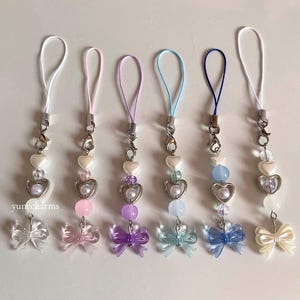 Schleifenband Anhänger | Kokette Bogen Perlen Charms | Handytasche Handytasche Schlüsselanhänger Accessoires | Y2k Nettes handgemachtes Geschenk für sie ୨୧