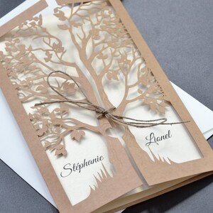 Faire-part de mariage dans un style rustique et écologique, faire-part arbre de vie, carte d'invitation bohème,