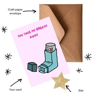 Handgemaakte grappige wenskaart inhalator | Aanpasbaar en milieuvriendelijk | Unieke ontwerpen voor alle gelegenheden | Blanco binnenkant
