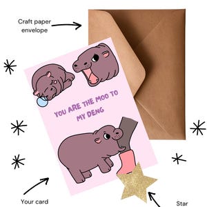 Handgemachte niedliche Nilpferd Grußkarte | Personalisierbar & umweltfreundlich | Einzigartige Designs für alle Gelegenheiten | Innen leer