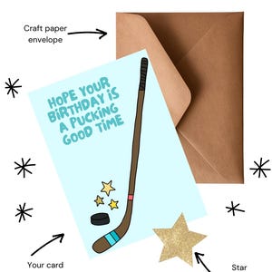 Cartão de felicitações de aniversário de hóquei feito à mão | Personalizável e ecológico | Designs exclusivos para todas as ocasiões | Em branco por dentro