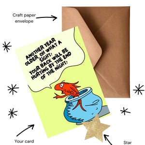 Cartão de felicitações feito à mão com poema de peixe | Personalizável e ecológico | Designs exclusivos para todas as ocasiões | Em branco por dentro