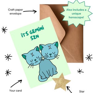 Carte de voeux astrologie chaton - horoscope unique pour les signes du zodiaque - intérieur vierge - finitions scintillantes - carte chat personnalisée