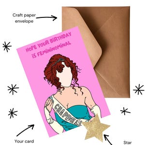 Carte de voeux LGBTQ faite main de chanteuse pop | Personnalisable et respectueux de l'environnement | Des designs uniques pour toutes les occasions (fr) | Blanc à l'intérieur