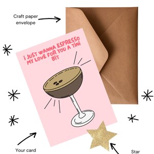 Cartão de felicitações Handmade Espresso Martini | Personalizável e ecológico | Designs exclusivos para todas as ocasiões | Em branco por dentro