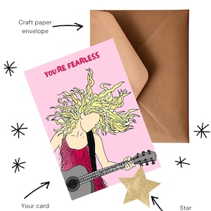 Cartão de felicitações feito à mão para cantor pop | Personalizável e ecológico | Designs exclusivos para todas as ocasiões | Em branco por dentro
