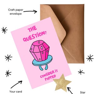 Cartão de felicitações de noivado feito à mão com anel pop | Personalizável e ecológico | Designs exclusivos para todas as ocasiões | Em branco por dentro