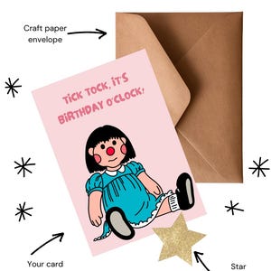 Cartão de felicitações de programa de TV retrô infantil feito à mão | Personalizável e ecológico | Designs exclusivos para todas as ocasiões | Em branco por dentro