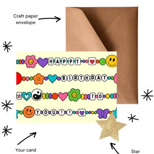 Cartão de felicitações feito à mão com pulseira de amizade | Personalizável e ecológico | Designs exclusivos para todas as ocasiões | Em branco por dentro