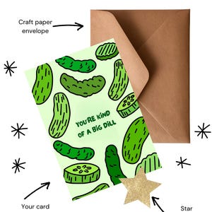 Cartão de Saudação de Picles de Endro Feito à Mão | Personalizável e Ecológico | Designs Únicos para Todas as Ocasiões | Em Branco por Dentro