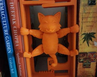 Hanging Cat Adjustable Book Nook 3D Printed