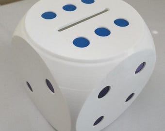 Caja para monedas D6 impresa en 3D / Tapa extraíble / Decoración para sala de juegos y regalo