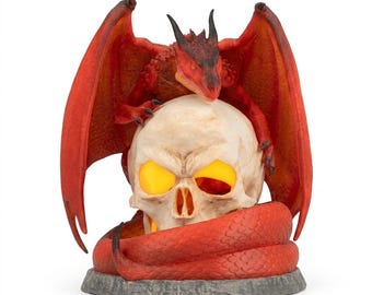 Necrodragon – Dragon Skull Table Lamp, Spooky Gothic set of 2