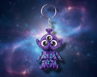 3D Printed Alien Keychain Set: Sci-Fi Space Key Rings