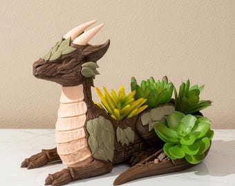 3D Printed Dragon Planter Set: Fantasy Garden Decor, Succulent Holder