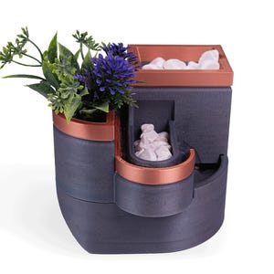 3D Printed Tabletop Fountain and Planter – Indoor Sculptural Water Feature