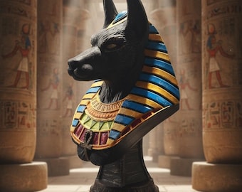 Anubis Bust Statue | 3D Printed Egyptian God Sculpture & Home Decor