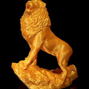Asiatic Lion Figurine Set of 2 – Resin 3D Printed Animal Sculptures for Home Decor