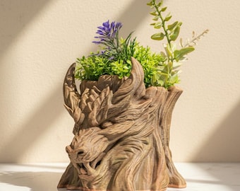 Dragon Tree Spirit Planter Set: 3D Printed Fantasy Desk Decor Set of 2