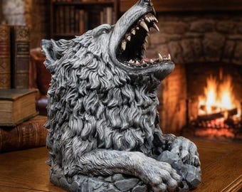 Hand Painted Wolf Bite Dice Tower – Fantasy RPG Dice Roller