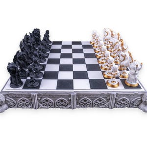 Angelic Chess Board – 3D Printed Fantasy Chess Set, Celestial Game Board, Elegant Strategy Gift, Angel vs Demon Chess Pieces
