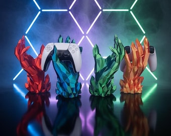 3D Printed Crystal Controller Holder Set: Gamer Desk Decor