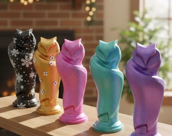 Hand-Painted 3D Printed Owl Figurine: Eco-Friendly PLA Decor