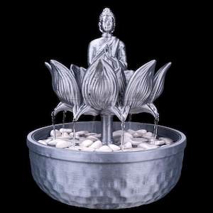 3D Printed Buddha Fountain: Hand-Painted Lotus Zen Decor