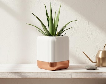 3D Printed Self-Watering Planter – Modern Minimal Indoor Plant Pot