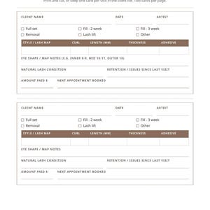 Lash Tech Forms Bundle | Lash Client Intake, Consent Waiver, Aftercare Cards, Patch Test, Lash Artist Forms, Printable PDF image 4