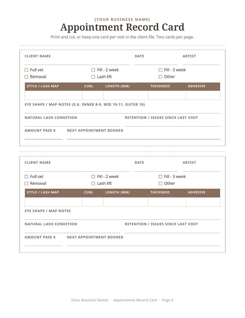 Lash Tech Forms Bundle | Lash Client Intake, Consent Waiver, Aftercare Cards, Patch Test, Lash Artist Forms, Printable PDF image 4