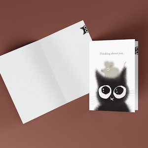 tarjeta de felicitación de lujo con sobre - pensando en ti |  tarjeta, tarjetas, linda, gato, ratón, amor