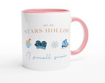 Taza inspirada en Gilmore Girls "I Smell Snow" de Stars Hollow, cerámica de 11 oz, apta para lavavajillas