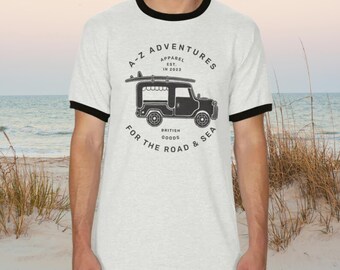 Camiseta con cuello redondo Land Rover vintage de A-Z Adventures: camiseta para viajes por carretera y surf