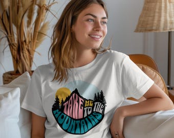 Camiseta unisex retro "Llévame a las montañas" - Camiseta de aventura de peso pesado
