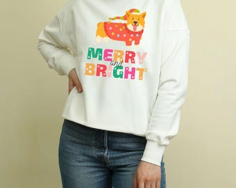 Sudadera navideña alegre y brillante de Corgi: suéter navideño para perro