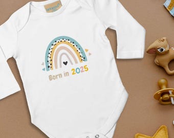 Body de bebé arcoíris nacido en 2025: Body 100 % algodón